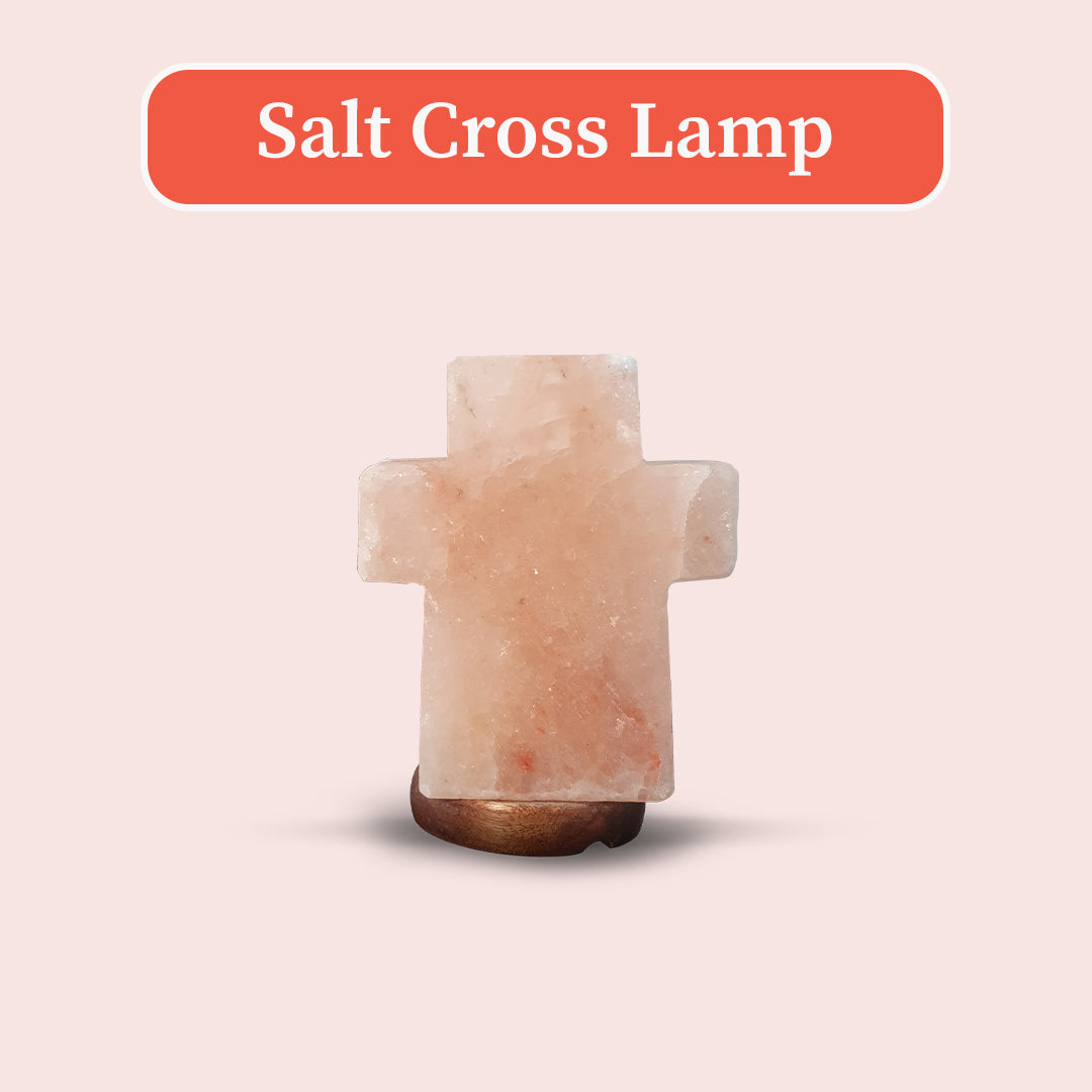 Himalayan pink salt cross-shaped lamp